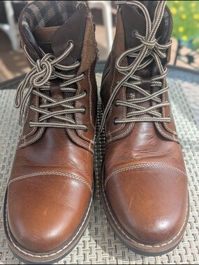 Men's Brown Leather Lace-Up Ankle Boots. Size 11